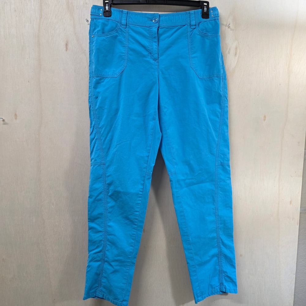 Chico's Zenergy Women's Turquoise Blue Cotton Stretch Ripstop Pants M